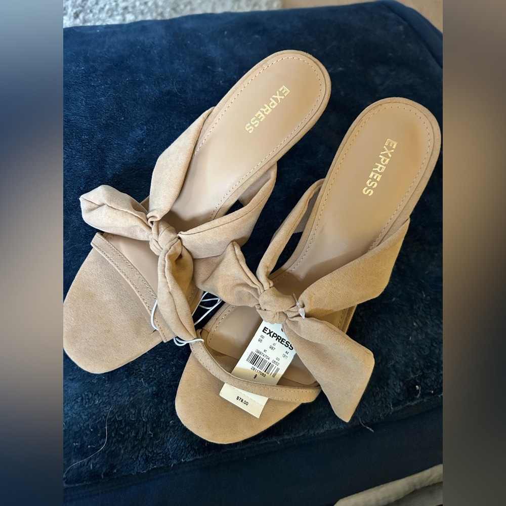 Express Tan Knotted Slide Sandals
